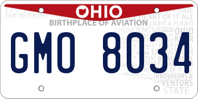 OH license plate GMO8034