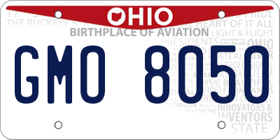 OH license plate GMO8050