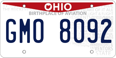 OH license plate GMO8092