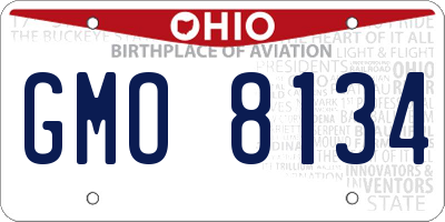 OH license plate GMO8134