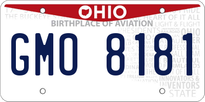 OH license plate GMO8181