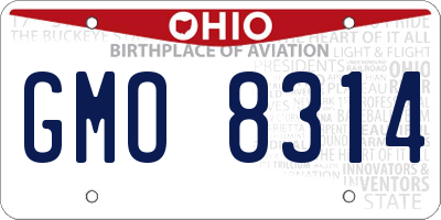 OH license plate GMO8314