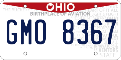 OH license plate GMO8367