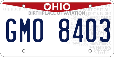 OH license plate GMO8403