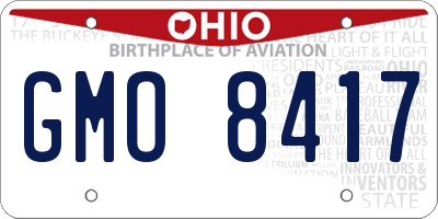 OH license plate GMO8417