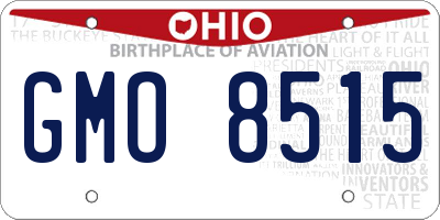 OH license plate GMO8515