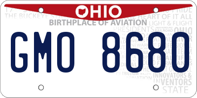 OH license plate GMO8680