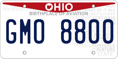 OH license plate GMO8800