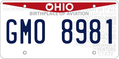 OH license plate GMO8981