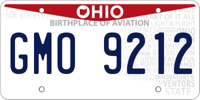 OH license plate GMO9212