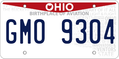 OH license plate GMO9304