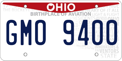 OH license plate GMO9400