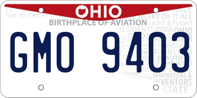OH license plate GMO9403
