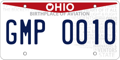 OH license plate GMP0010