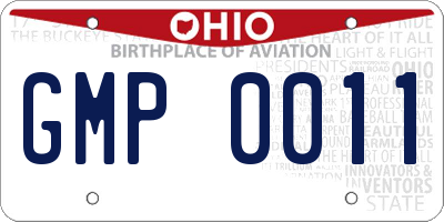 OH license plate GMP0011