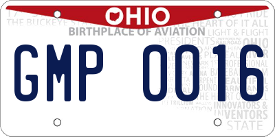 OH license plate GMP0016