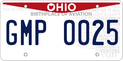 OH license plate GMP0025