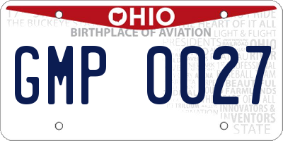 OH license plate GMP0027