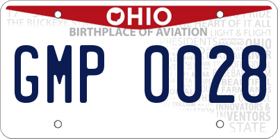 OH license plate GMP0028
