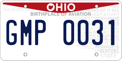 OH license plate GMP0031