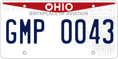 OH license plate GMP0043