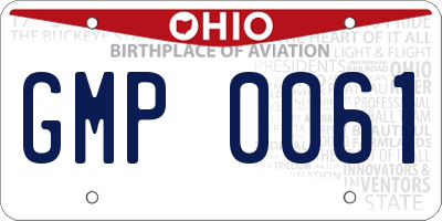 OH license plate GMP0061