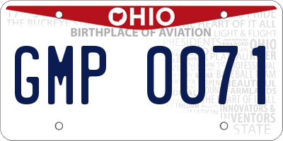 OH license plate GMP0071
