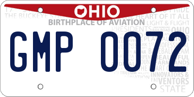 OH license plate GMP0072