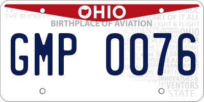 OH license plate GMP0076