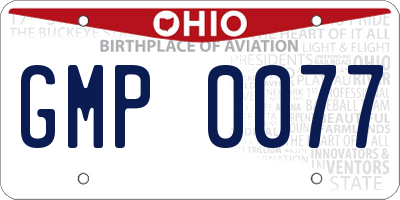 OH license plate GMP0077