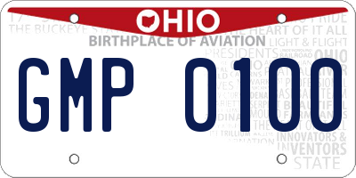OH license plate GMP0100