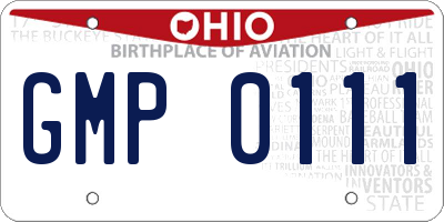 OH license plate GMP0111
