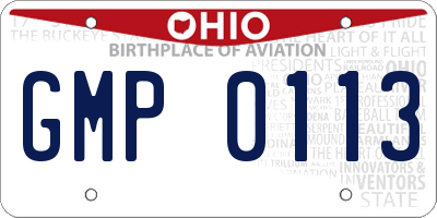 OH license plate GMP0113