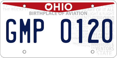 OH license plate GMP0120