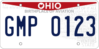 OH license plate GMP0123