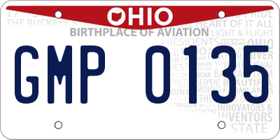 OH license plate GMP0135