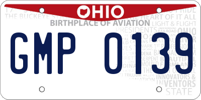 OH license plate GMP0139