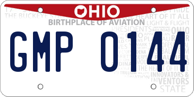 OH license plate GMP0144