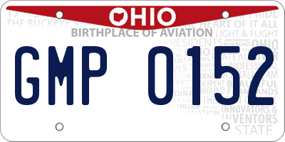 OH license plate GMP0152