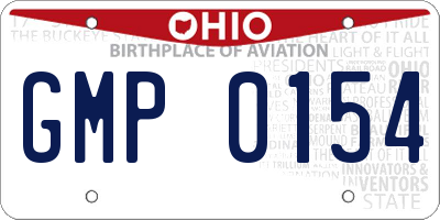 OH license plate GMP0154