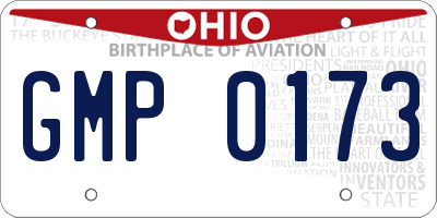 OH license plate GMP0173