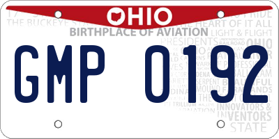 OH license plate GMP0192