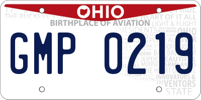 OH license plate GMP0219