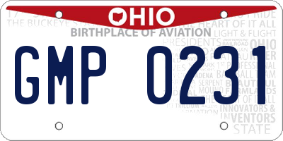 OH license plate GMP0231