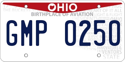 OH license plate GMP0250
