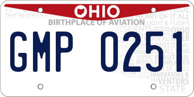OH license plate GMP0251