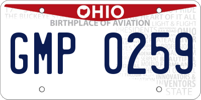 OH license plate GMP0259