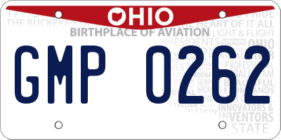 OH license plate GMP0262