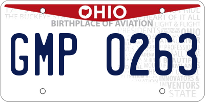 OH license plate GMP0263