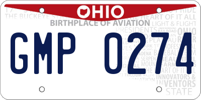OH license plate GMP0274